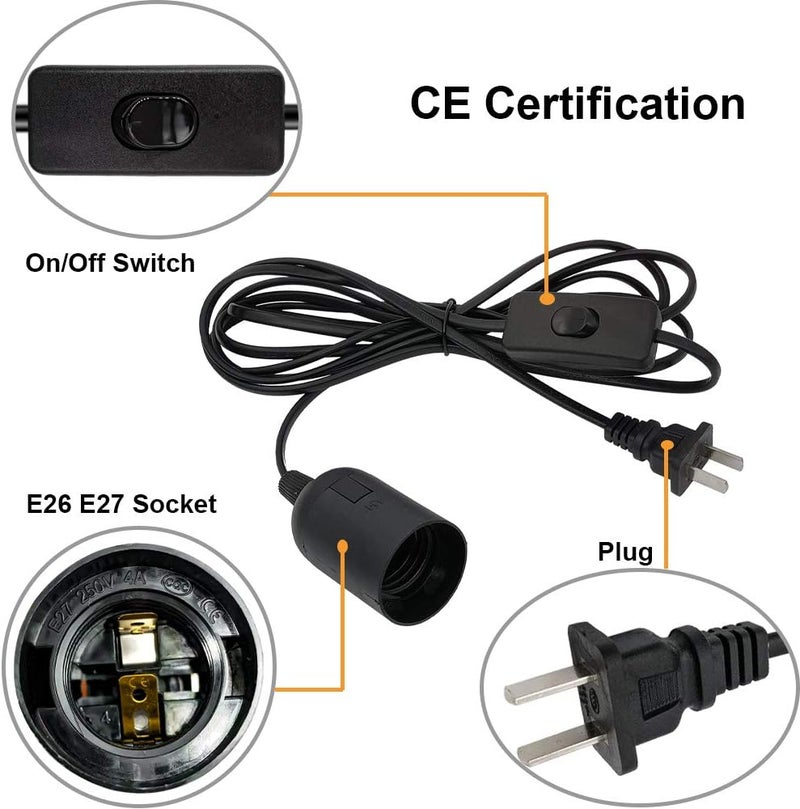 OmiSun Plug in Hanging Light Kit, Retro Hanging Lights with Plug in Cord, E26 E27 Industrial Pendant Light Fixture, 9.8 FT Cord with On/Off Switch Hanging Lamp for Living Room Bedroom 2 Pack (Black) - Image 2